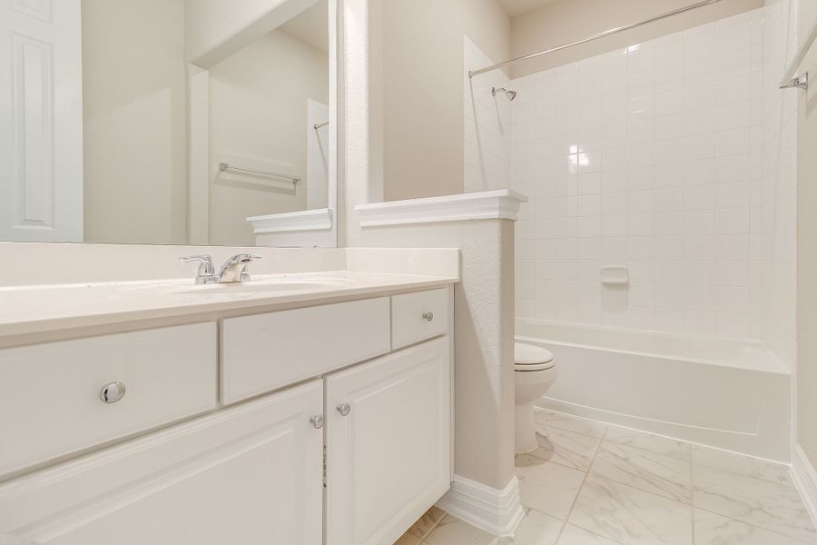 Secondary bath. Note: Sample product photo - actual exterior and interior selections may vary by homesite