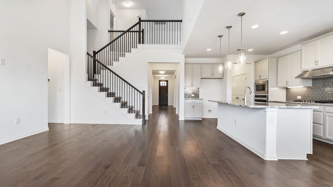 Representative furnished interior of a home built from the Thornton by Ashton Woods in Lagos Reserve, Manor (Image 4). Representative furnished interior of a home built from the Thornton by Ashton Woods in Lagos Reserve, Manor (Image 4).