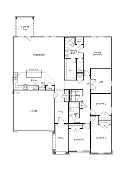 2D floor plan layout of this home in Sierra Vista at Kelly Ranch, Aledo, TX (Image 3).