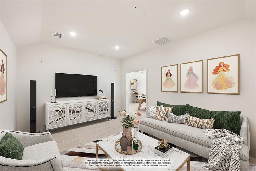 Furnished interior view inside a new home in Wildflower Ranch 60-65, Fort Worth (Image 8). Furnished interior view inside a new home in Wildflower Ranch 60-65, Fort Worth (Image 8).