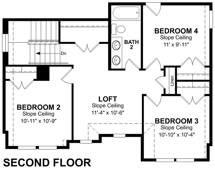 2D floor plan layout for the Meridian by Beazer Homes in Copia Pines, Montgomery, TX (Image 5).