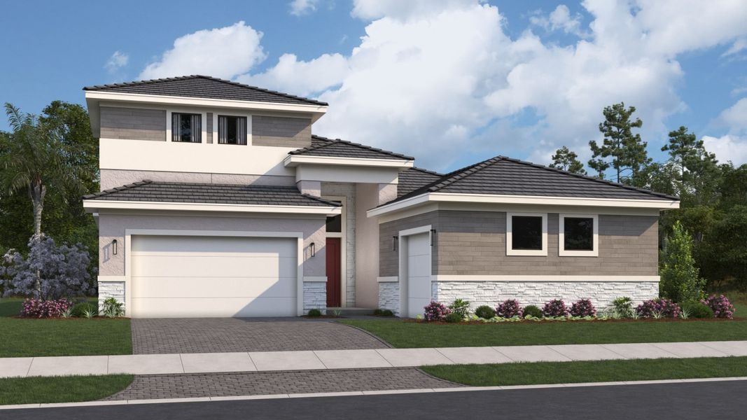 Representative exterior photo of a completed home built from the Sophia by Kolter Homes in Esprit at Avenir, Palm Beach Gardens, FL (Image 23).