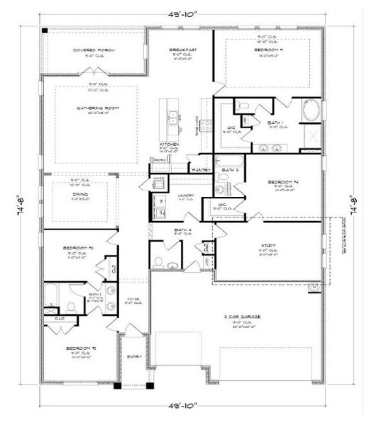 2D floor plan layout for the The Camden by D.R. Horton in Meadows at Rehwinkel, Crawfordville, FL (Image 6).