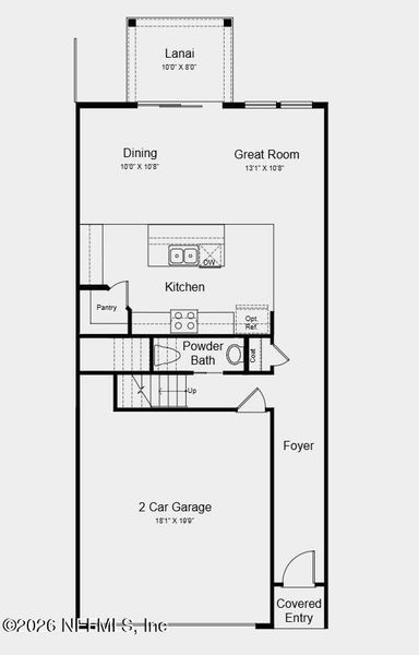 2D floor plan layout of this home in Cherry Elm at SilverLeaf, St. Augustine, FL (Image 3).