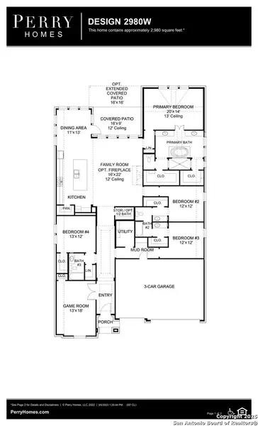 2D floor plan layout of this home in Kallison Ranch 60', San Antonio, TX (Image 3).