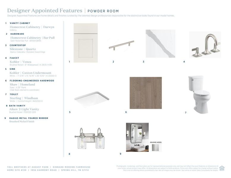Sample of building materials used in homes in Toll Brothers at August Park, Spring Hill (Image 9).