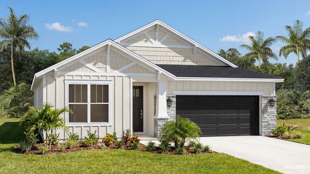 Representative exterior photo of a completed home built from the Longleaf by DRB Homes in Beacon Park, Hudson, FL (Image 18).