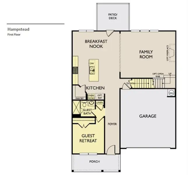 2D floor plan layout of this home in Arbors at Richland Creek, Buford, GA (Image 3).
