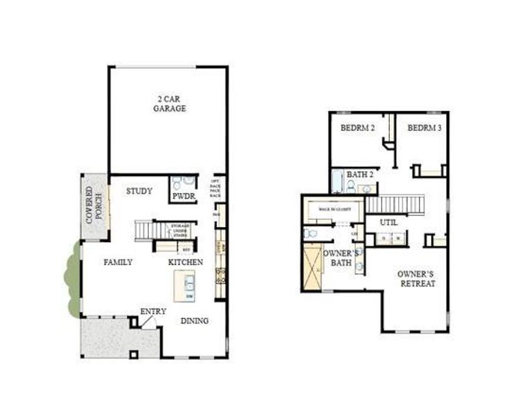2D floor plan layout of this home in The River District - Pioneer Collection, Charlotte, NC (Image 2). 2D floor plan layout of this home in The River District - Pioneer Collection, Charlotte, NC (Image 2).