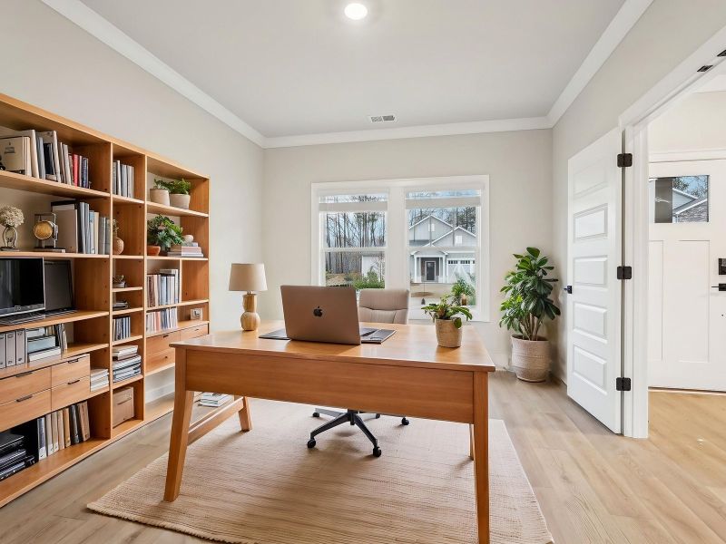 Work from home effortlessly in the home office.