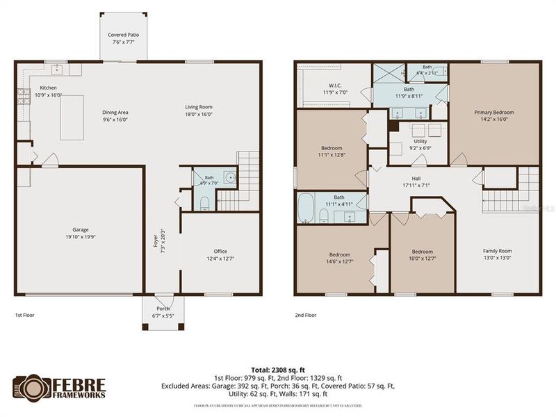 2D floor plan layout of this home in , Land O' Lakes, FL (Image 5).
