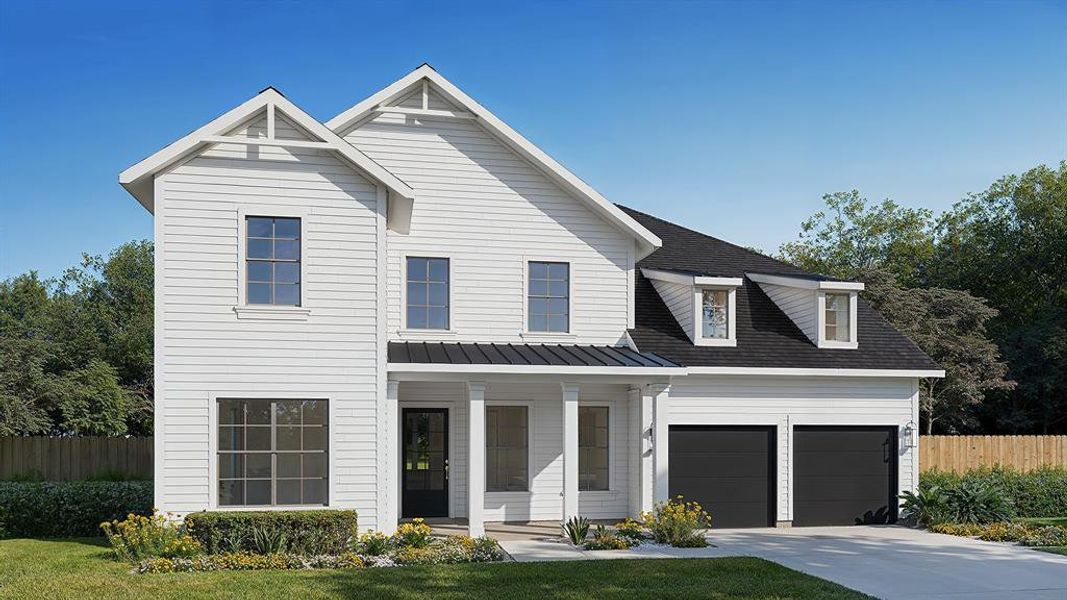 Front exterior of a new home in Fields 60', Frisco, TX, highlighting curb appeal (Image 1). Front exterior of a new home in Fields 60', Frisco, TX, highlighting curb appeal (Image 1).