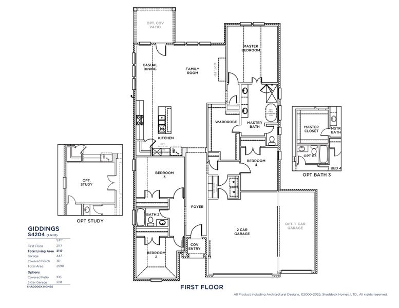 2D floor plan layout for the Giddings - S4204 by Shaddock Homes in Devonshire, Forney, TX (Image 9). 2D floor plan layout for the Giddings - S4204 by Shaddock Homes in Devonshire, Forney, TX (Image 9).