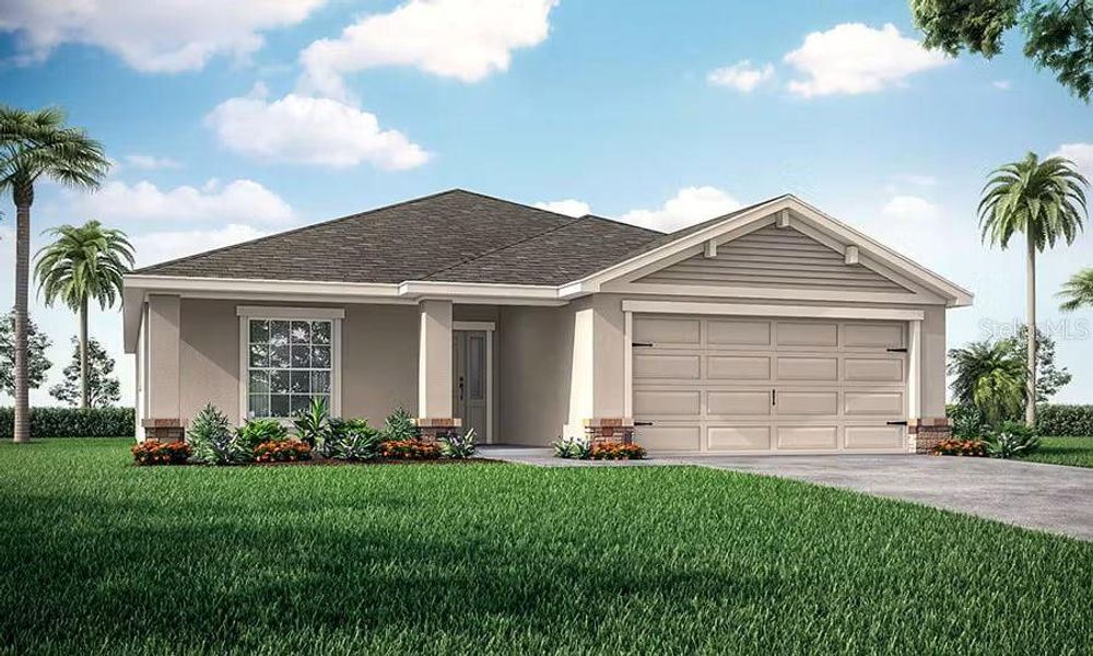 Front exterior of a new home in Summerlake Estates, Auburndale, FL, highlighting curb appeal (Image 1). Front exterior of a new home in Summerlake Estates, Auburndale, FL, highlighting curb appeal (Image 1).
