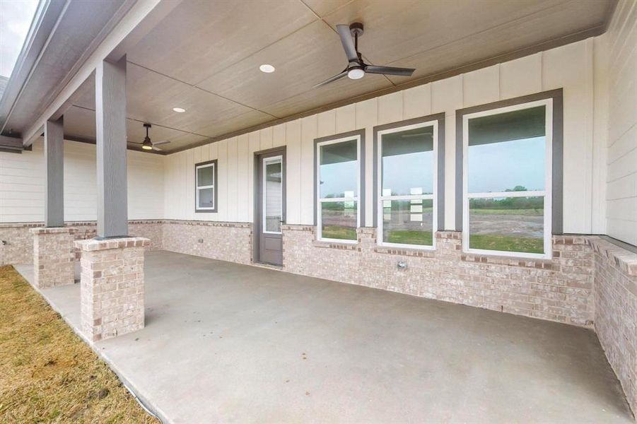 View of patio with ceiling fan View of patio with ceiling fan