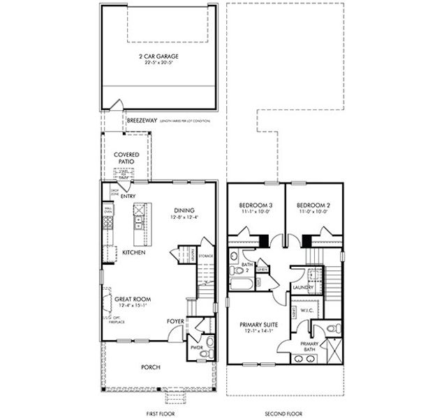 2D floor plan layout for the Keaton by Meritage Homes in Poplar Farms, Franklin, TN (Image 3).