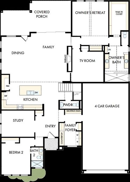 2D floor plan layout of this home in COLTON 65' Homesites, Todd Mission, TX (Image 2).