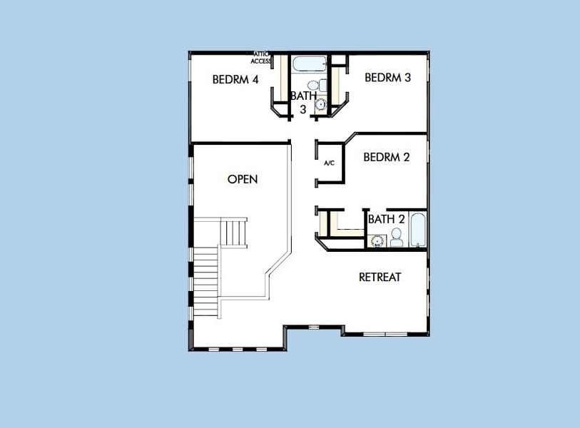 2D floor plan layout for the The Zander by David Weekley Homes in Soleta at Starkey Ranch –  Traditional Series, Odessa, FL (Image 5).