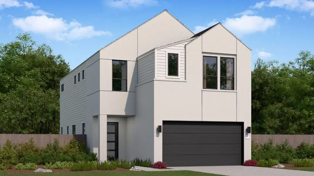 Front exterior of a new home in Novel, Austin, TX, highlighting curb appeal (Image 1). Front exterior of a new home in Novel, Austin, TX, highlighting curb appeal (Image 1).