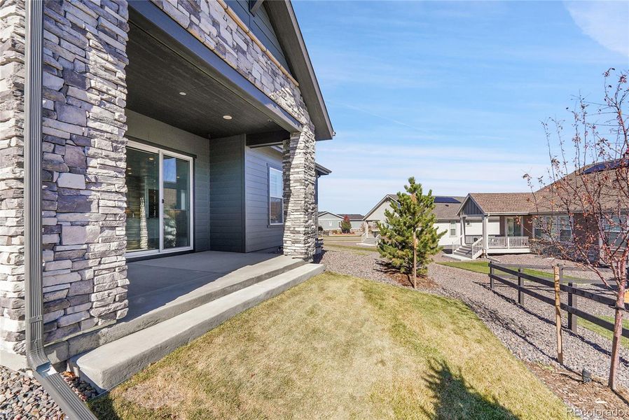 Exterior details and patio area of a home in Hilltop at Inspiration, Aurora (Image 29). Exterior details and patio area of a home in Hilltop at Inspiration, Aurora (Image 29).