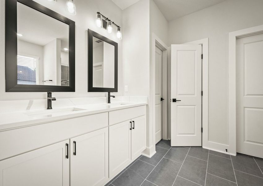 Master bathroom with dual sink vanity.