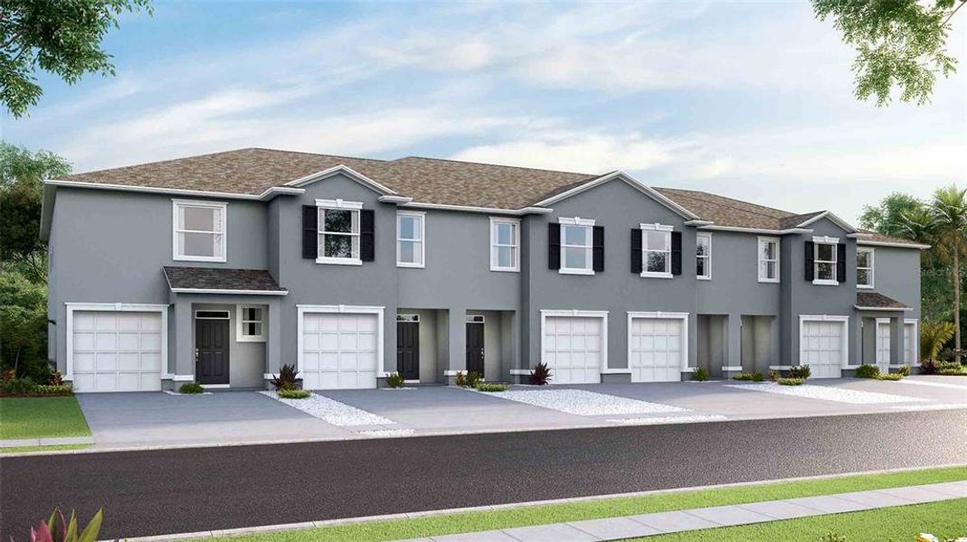 Front exterior of a new home in Meadow Ridge at Epperson, Wesley Chapel, FL, highlighting curb appeal (Image 2).