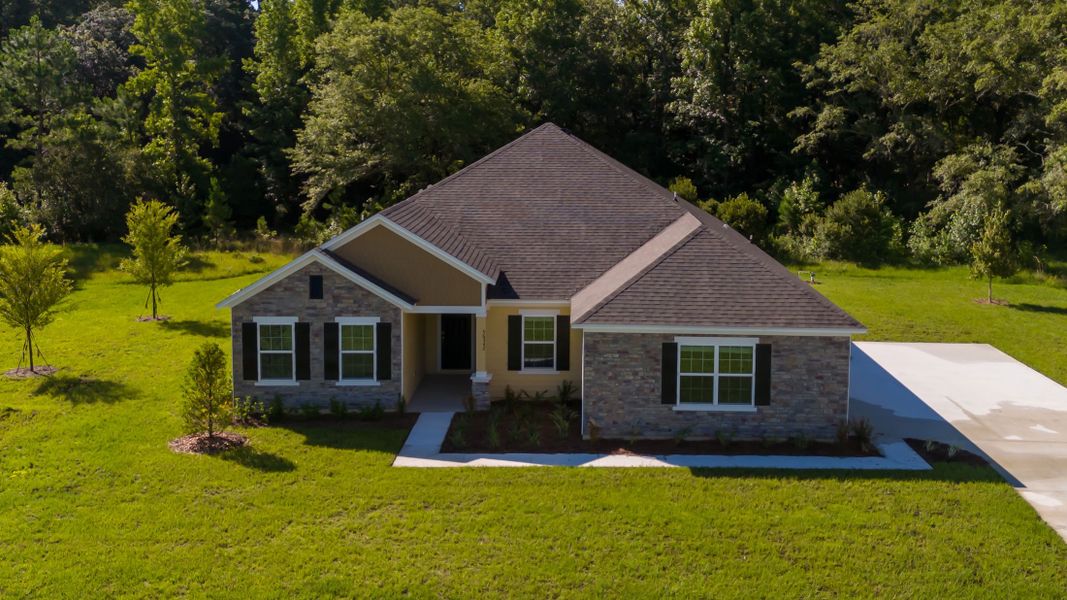 Representative exterior photo of a completed home built from the Huntington by Maronda Homes in Brookshire Green, Kingsland, GA (Image 1).