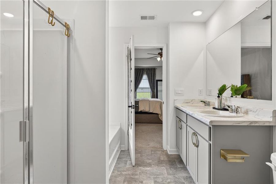 Furnished interior view inside a new home in The Villages at Oakshire, Atlanta (Image 36). Furnished interior view inside a new home in The Villages at Oakshire, Atlanta (Image 36).