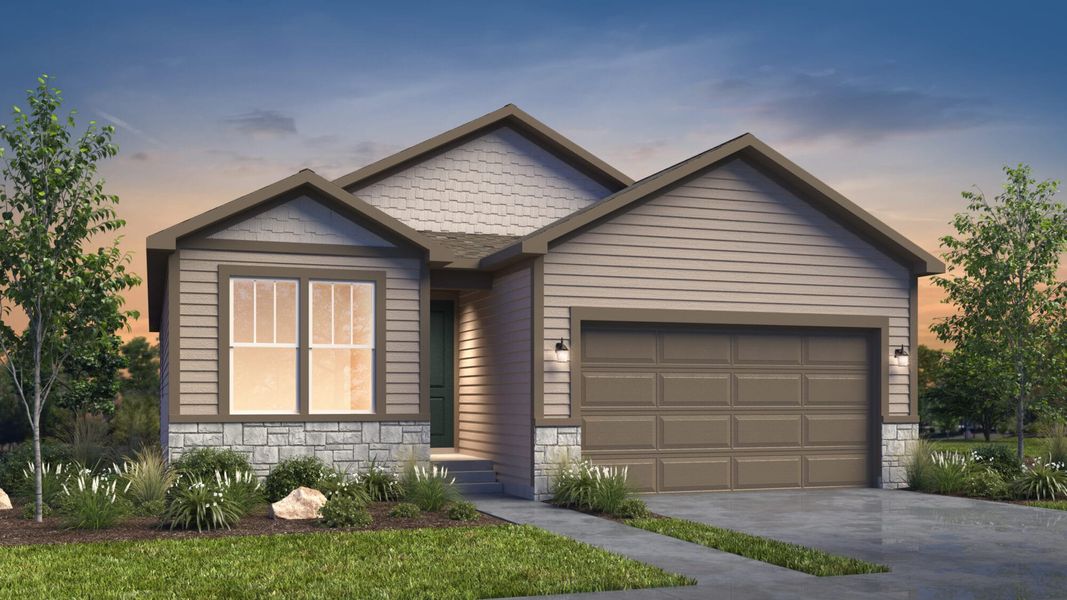 Representative exterior photo of a completed home built from the Juniper by View Homes in Aspen Ranch, Fountain, CO (Image 1).