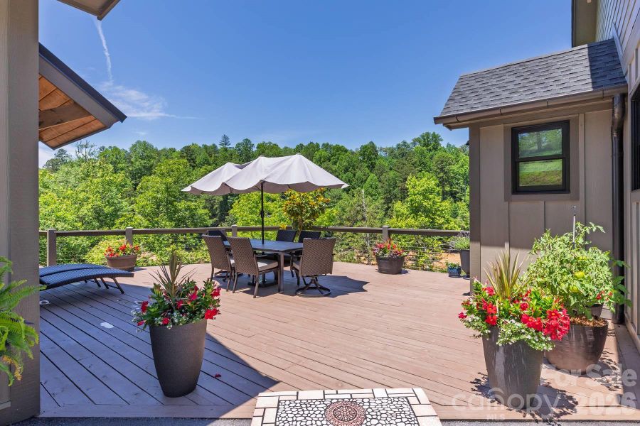 Deck connecting Main House and 2 Car Garage