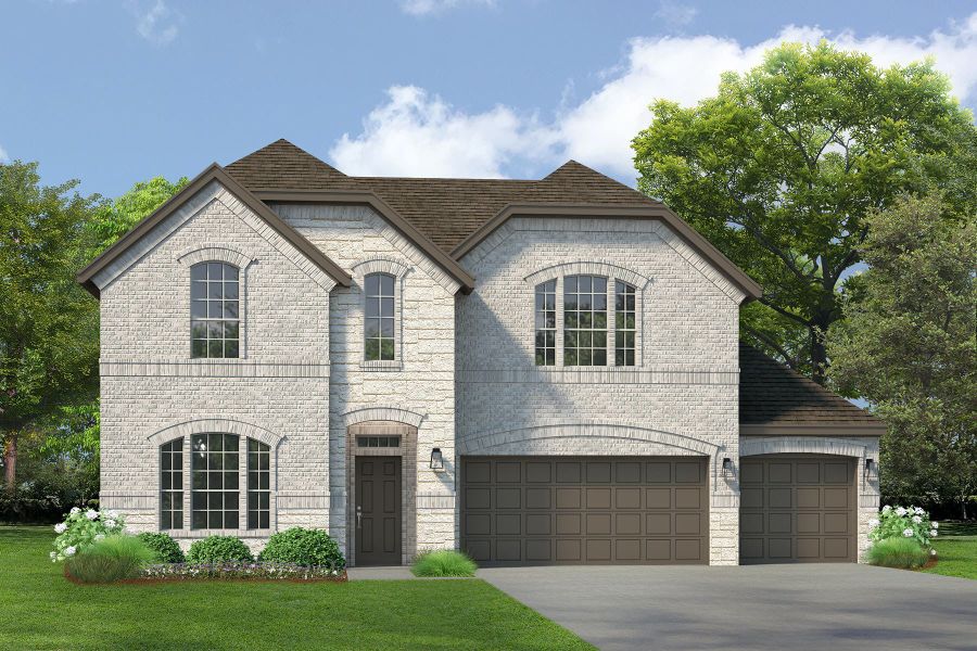 Elevation B with Stone and 3Car