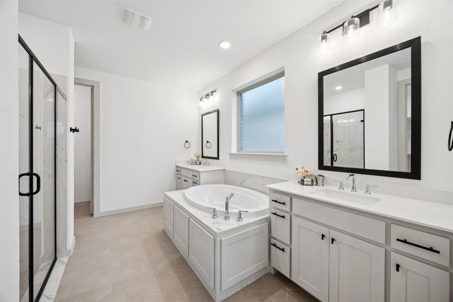 Plenty of room for two in this wonderful owner's bath!
