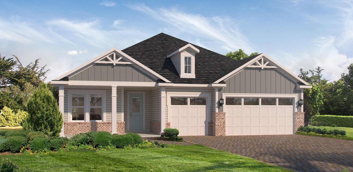 Representative exterior photo of a completed home built from the Mason - Hidden Creek by MasterCraft Builder Group in SilverLeaf, St. Augustine, FL (Image 7).