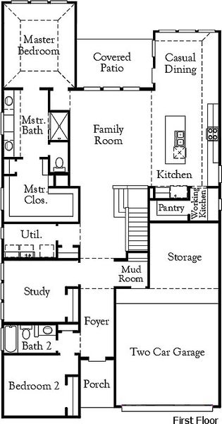 2D floor plan layout of this home in Santa Rita Ranch, Liberty Hill, TX (Image 4).