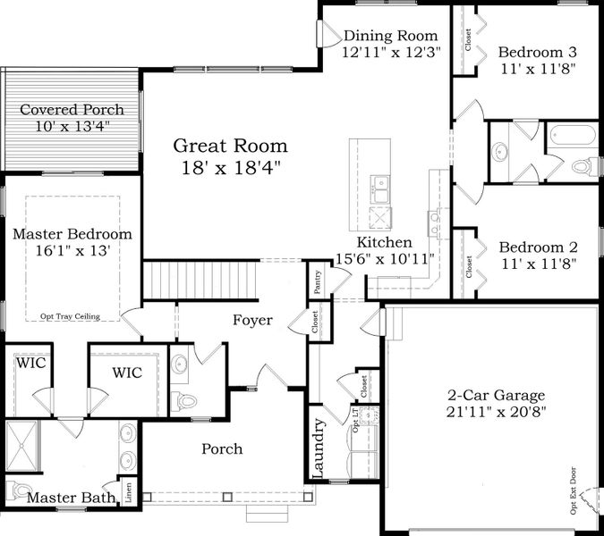 2D floor plan layout of this home in Preserve at Magnolia Park, Jackson, MI (Image 5).