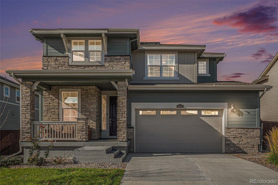 Front exterior of a new home in Willow Bend, Thornton, CO, highlighting curb appeal (Image 1). Front exterior of a new home in Willow Bend, Thornton, CO, highlighting curb appeal (Image 1).