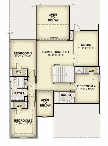2D floor plan layout of this home in Wildflower Ranch, Fort Worth, TX (Image 5). 2D floor plan layout of this home in Wildflower Ranch, Fort Worth, TX (Image 5).