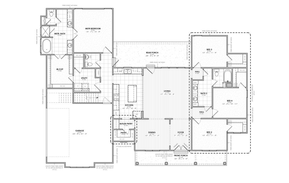 2D floor plan layout for the The Charlotte by Manuel Builders in Chapel Bend, Montgomery, TX (Image 4).