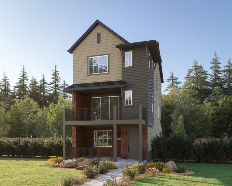 Representative exterior photo of a completed home built from the Apex Three by Brookfield Residential in Apex at Uplands, Westminster, CO (Image 6). Representative exterior photo of a completed home built from the Apex Three by Brookfield Residential in Apex at Uplands, Westminster, CO (Image 6).