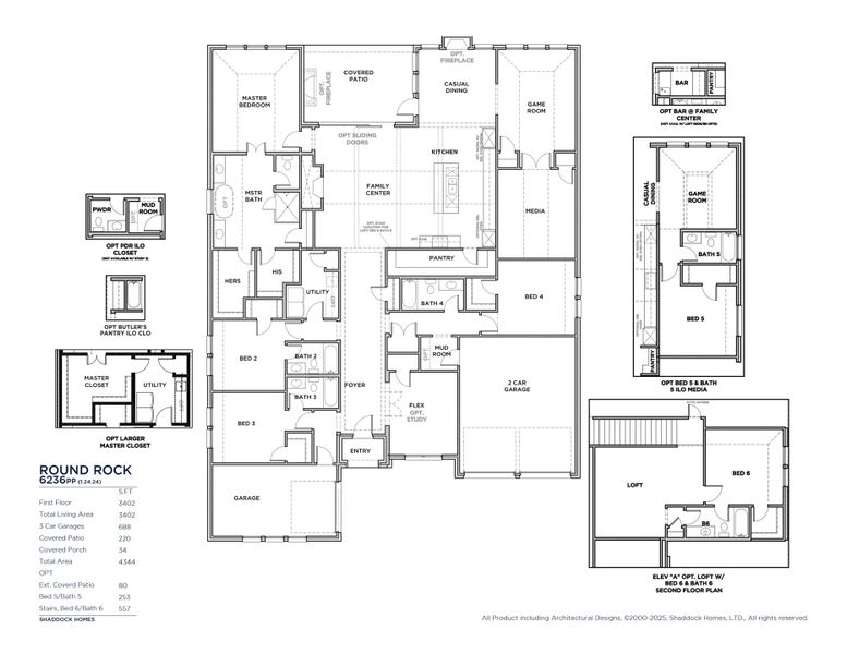 2D floor plan layout for the RoundRock - 6236 PP by Shaddock Homes in Park Place - 80' Lots, Prosper, TX (Image 3). 2D floor plan layout for the RoundRock - 6236 PP by Shaddock Homes in Park Place - 80' Lots, Prosper, TX (Image 3).