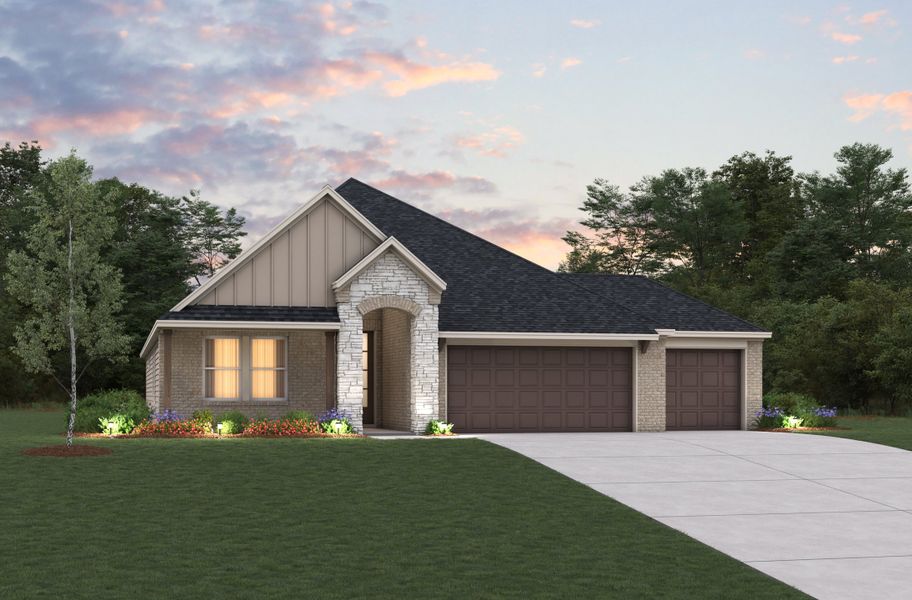 Representative exterior photo of a completed home built from the Olympic by Beazer Homes in Sunrise Cove, Texas City, TX (Image 10).