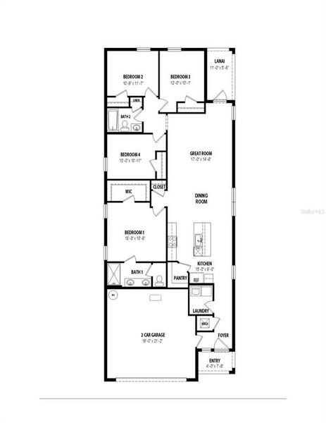 2D floor plan layout of this home in Coral Lakes - Tradition & Express, Punta Gorda, FL (Image 3).