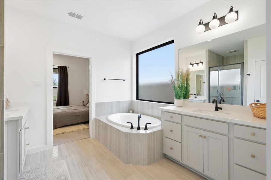 Furnished interior view inside a new home in Bridgeland 45', 50', 70', Cypress (Image 8). Furnished interior view inside a new home in Bridgeland 45', 50', 70', Cypress (Image 8).