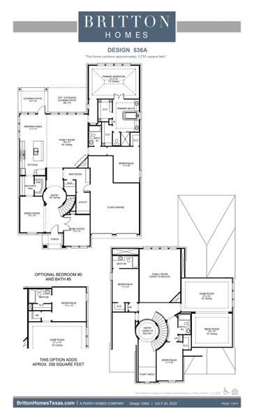 2D floor plan layout for the 536A by Britton Homes in Fields 60', Frisco, TX (Image 3). 2D floor plan layout for the 536A by Britton Homes in Fields 60', Frisco, TX (Image 3).