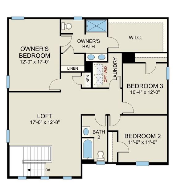 2D floor plan layout for the Wayfare - Single Family Homes by Dream Finders Homes in The View at Holt Lake, Four Oaks, NC (Image 4). 2D floor plan layout for the Wayfare - Single Family Homes by Dream Finders Homes in The View at Holt Lake, Four Oaks, NC (Image 4).
