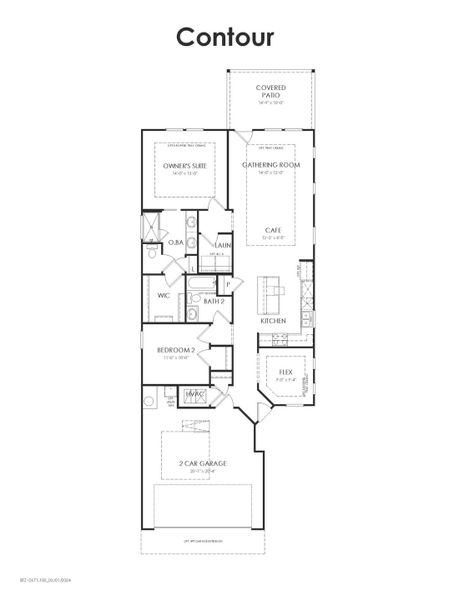 2D floor plan layout for the Contour by Del Webb in Del Webb Fulshear, Fulshear, TX (Image 4).