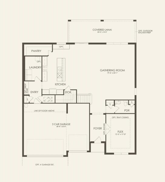 2D floor plan layout for the Oakhurst by Pulte Homes in The Landings at Saint Johns, St. Johns, FL (Image 5).