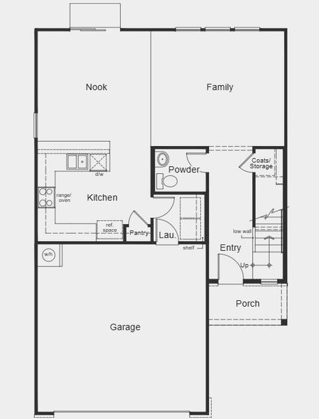 2D floor plan layout for the Plan 1808 Modeled by KB Home in Bellina, York, SC (Image 5).