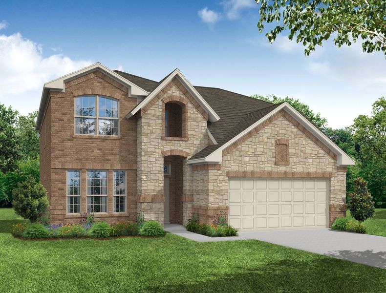 Representative exterior photo of a completed home built from the Raleigh by Impression Homes in De Berry Reserve, Royse City, TX (Image 10). Representative exterior photo of a completed home built from the Raleigh by Impression Homes in De Berry Reserve, Royse City, TX (Image 10).