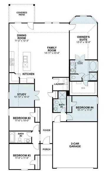 2D floor plan layout of this home in Hallimore Ranch, Rosenberg, TX (Image 4).